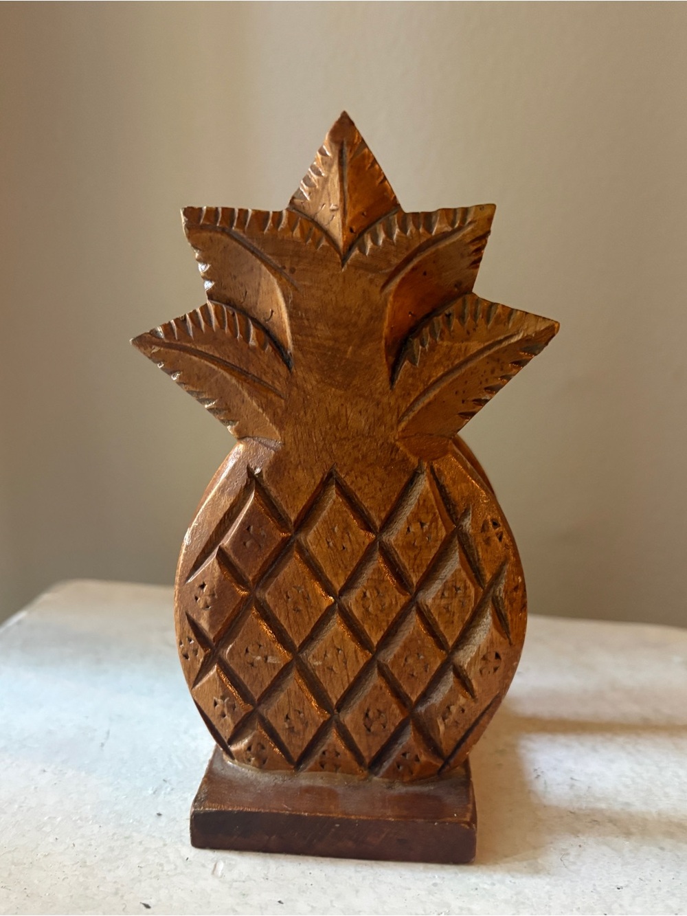 Vintage Hand-carved wooden pineapple napkin holder